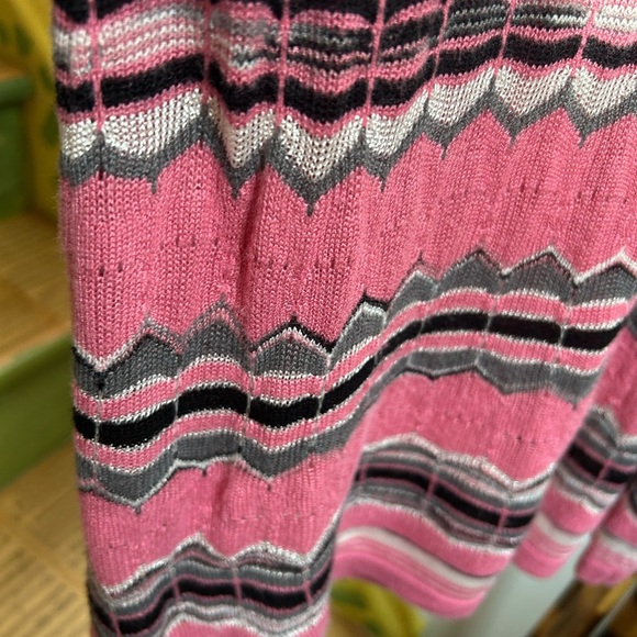 Guess Jeans Y2K Pink Striped Crochet Long Sleeve Dress L - Picture 11 of 16